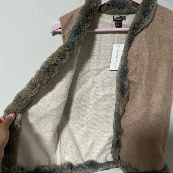 NWT J. McLaughlin Alina Cashmere Fur Trim Vest Reversible Size XS - Picture 7 of 11